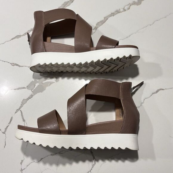 Steven By Steve Madden Keanna Cross Straps Taupe Platform Wedge Sandals Size 10 - Picture 4 of 15